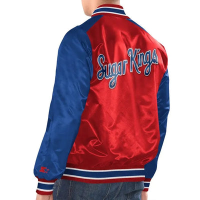 Miami Marlins Renegade Red/Blue Satin Full-Snap Varsity Men's Jacket