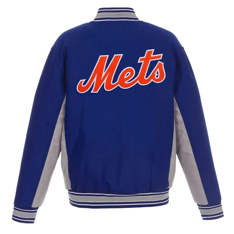New York Mets Accent Royal/Gray Wool Varsity Full-Snap Men's Jacket