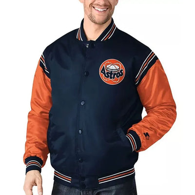 Houston Astros Enforce Navy/Orange Satin Varsity Full-Snap Men's Jacket