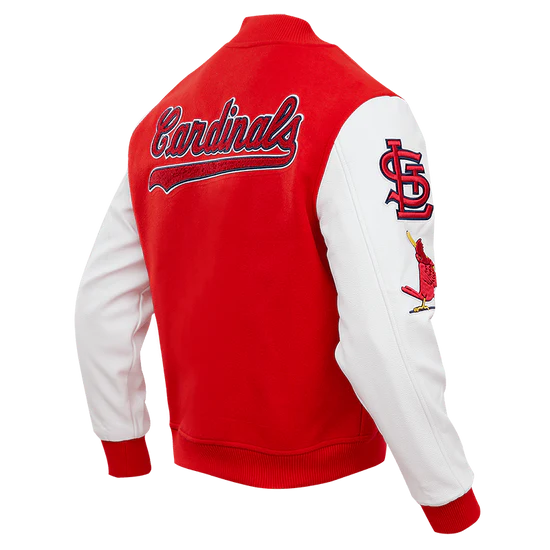 Louis Cardinals Red Wool & White Leather Sleeves Varsity Men's Jacket