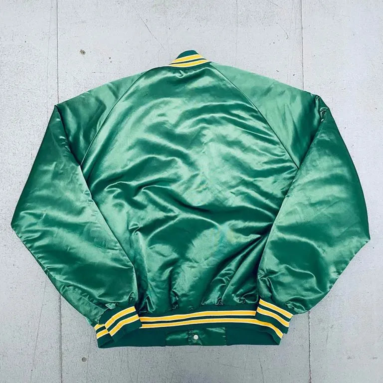 1990’s Green Bay Packers Full-Snap Varsity Green Satin Men's Bomber Jacket