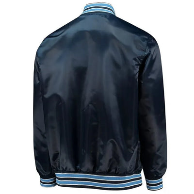 Tennessee Titans The Diamond Full-Snap Varsity Navy Blue Satin Men's Bomber Jacket