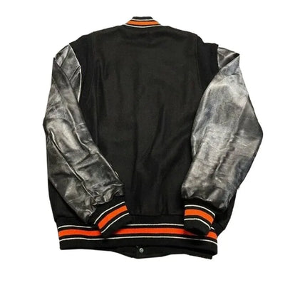 Detroit Tigers Black Wool & Leather Sleeves Letterman Full-Snap Men's Jacket