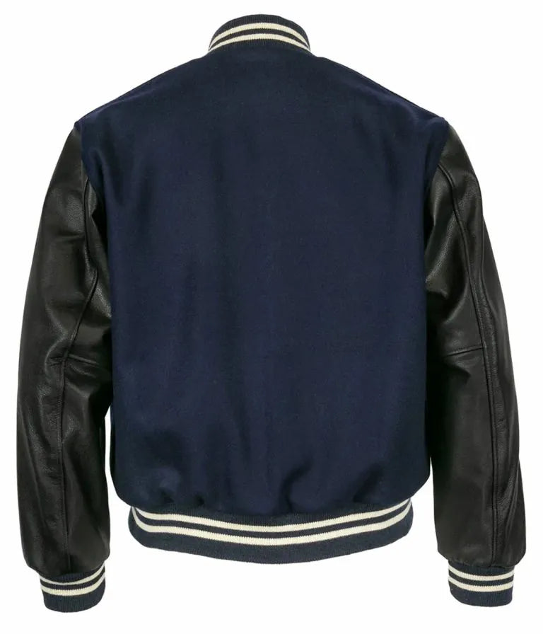 1955 Detroit Tigers Blue Wool & Black Leather Sleeves Letterman Men's Jacket