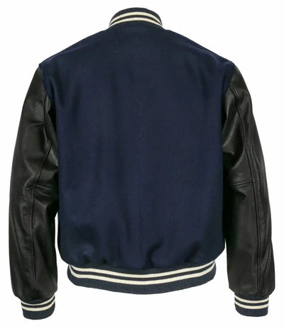1955 Detroit Tigers Blue Wool & Black Leather Sleeves Letterman Men's Jacket