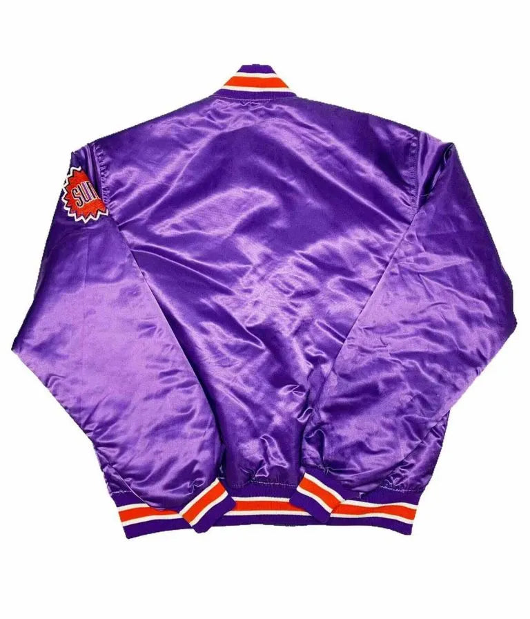 Phoenix Suns NBA Full-Snap Varsity Purple Satin Men's Bomber Jacket