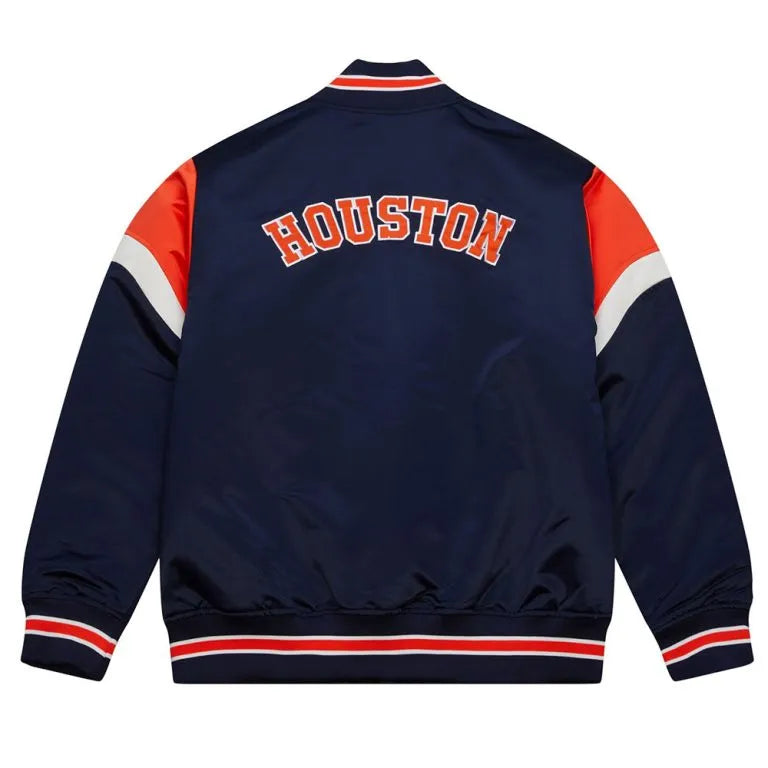 Houston Astros Heavyweight Varsity Full-Snap Navy Blue Satin Men's Jacket