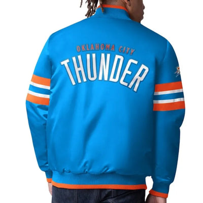 Oklahoma City Thunder Scout I Full-Snap Varsity Blue Satin Men's Bomber Jacket