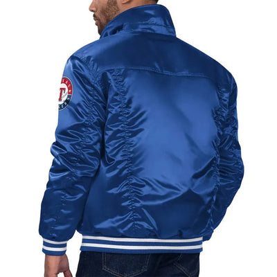 Texas Rangers Royal Blue Satin Silver Tab Trucker Full-Snap Men's Jacket