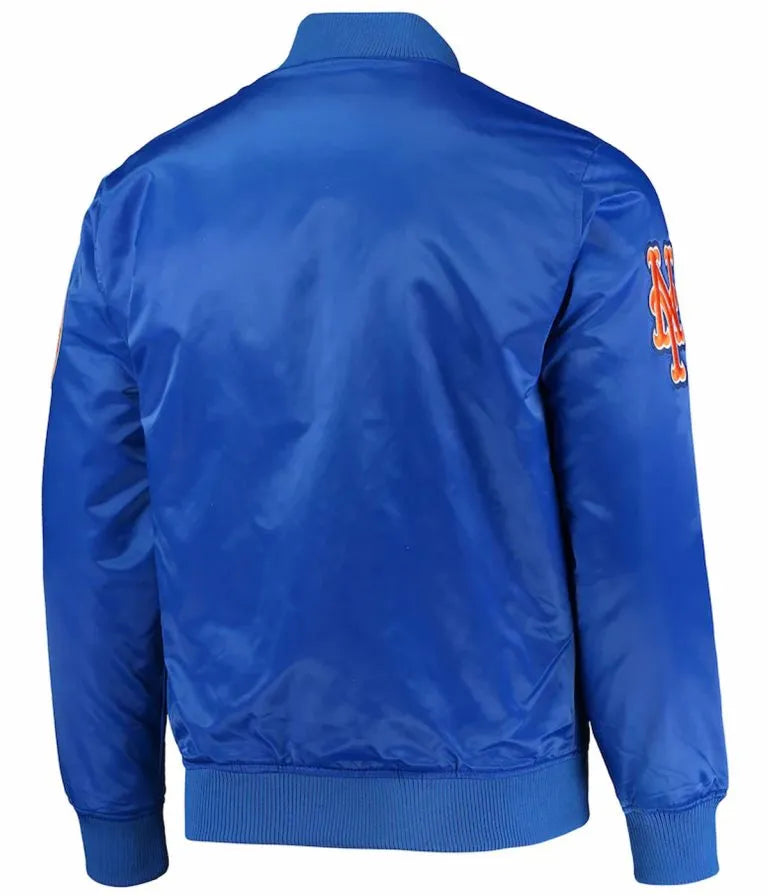 New York Mets Full-Snap Royal Blue Bomber Satin Men's Jacket