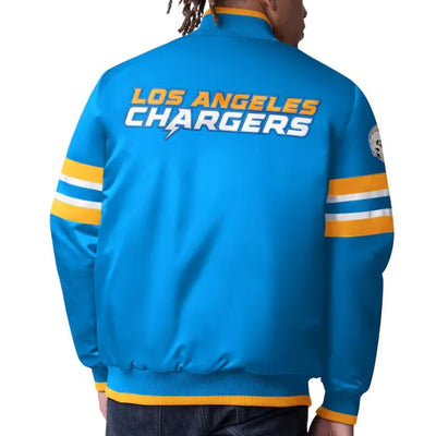 Los Angeles Chargers Scout I Full-Snap Varsity Powder Blue Satin Men's Bomber Jacket
