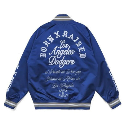 LA Dodgers Born Raised Post Season Blue Full-Snap Satin Men's Jacket