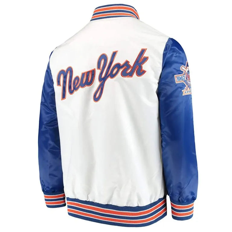 New York Mets The Legend Full-Snap Blue/White Satin Men's Jacket