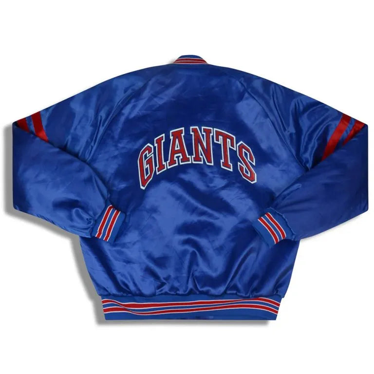 1990’s New York Giants Full-Snap Varsity Blue Satin Men's Bomber Jacket