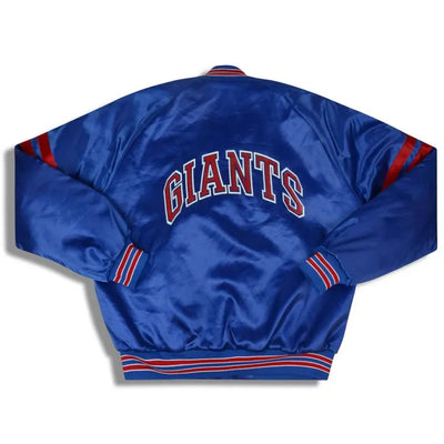 1990’s New York Giants Full-Snap Varsity Blue Satin Men's Bomber Jacket
