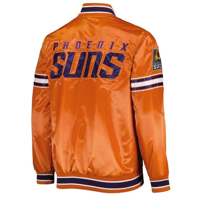 Phoenix Suns Slider Full-Snap Varsity Orange Satin Men's Bomber Jacket