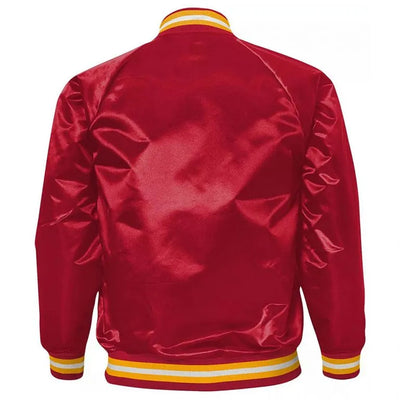 Kansas City Chiefs Full-Snap Varsity Red Satin Men's Bomber Jacket
