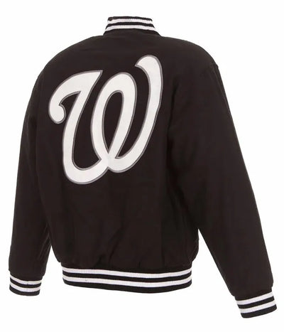 Washington Nationals Black Wool Varsity Letterman Men's Jacket