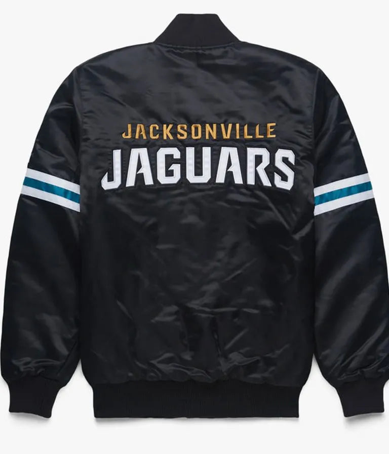 Jacksonville Jaguars Full-Snap Varsity Black Satin Men's Bomber Jacket