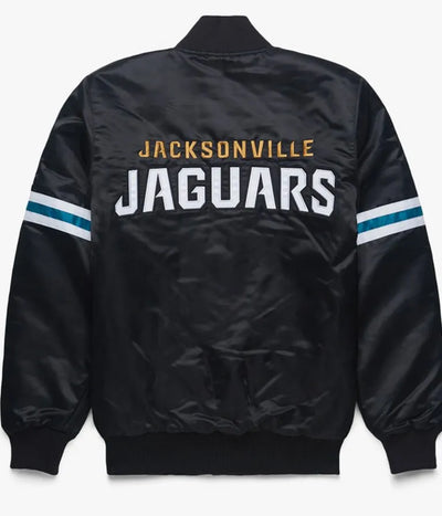 Jacksonville Jaguars Full-Snap Varsity Black Satin Men's Bomber Jacket