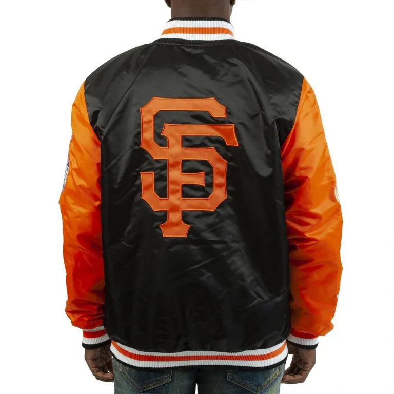 San Francisco Giants Champs Patches Orange/Black Full-Snap Satin Men's Jacket