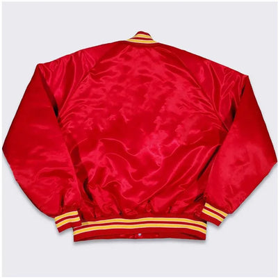 Kansas City Chiefs Full-Snap Varsity Red Satin Men's Bomber Jacket