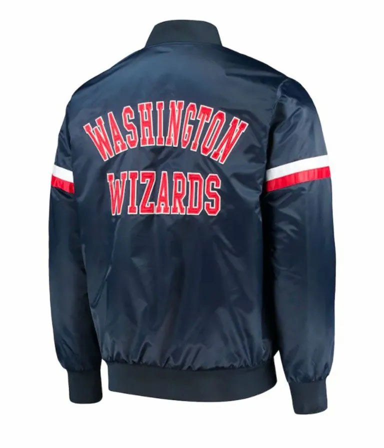 Washington Wizards The Champ Full-Snap Varsity Blue Satin Men's Bomber Jacket