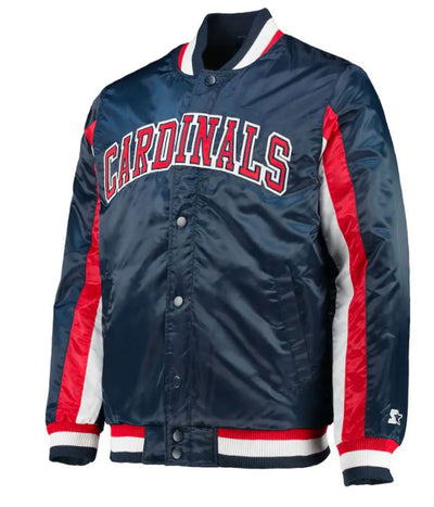 St. Louis Cardinals The Ace Blue Satin Full-Snap Bomber Men's Jacket
