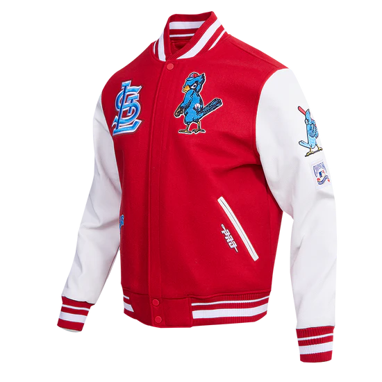 Louis Cardinals Red Wool & White Leather Sleeves Varsity Men's Jacket