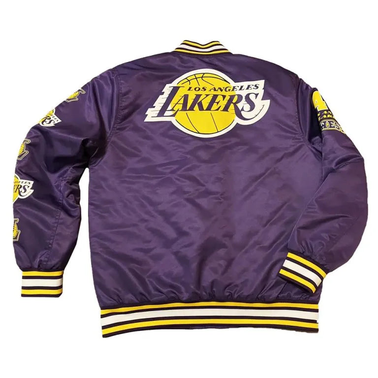Los Angeles Lakers 48 West Full-Snap Varsity Purple Satin Men's Bomber Jacket