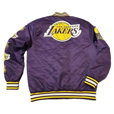 Los Angeles Lakers 48 West Full-Snap Varsity Purple Satin Men's Bomber Jacket