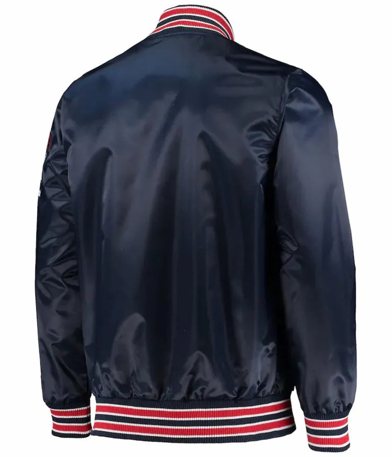 Washington Wizards The Diamond Classic Full-Snap Varsity Navy Blue Satin Men's Bomber Jacket