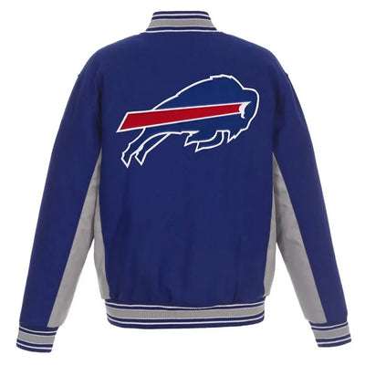 Buffalo Bills Royal Blue & Gray All Wool Varsity Men's Letterman Jacket