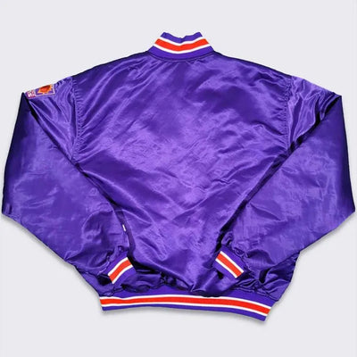 90’s Phoenix Suns Full-Snap Varsity Purple Satin Men's Bomber Jacket