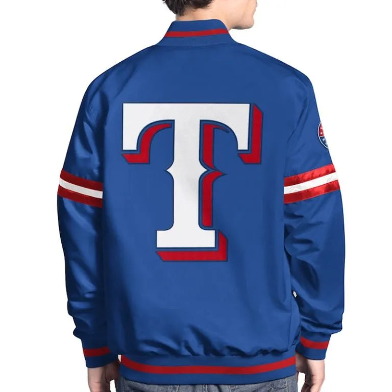 Texas Rangers Scout Full-Snap Varsity Royal Blue Satin Men's Jacket