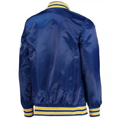 Los Angeles Rams Retro The Diamond Full-Snap Varsity Blue Satin Men's Bomber Jacket