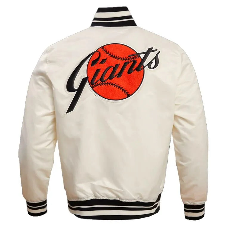 San Francisco Giants Retro Classic Rib Full-Snap Off white Satin Men's Jacket