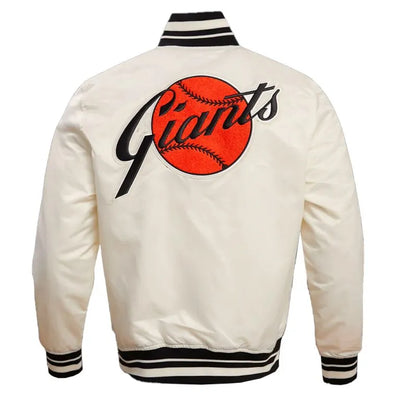 San Francisco Giants Retro Classic Rib Full-Snap Off white Satin Men's Jacket