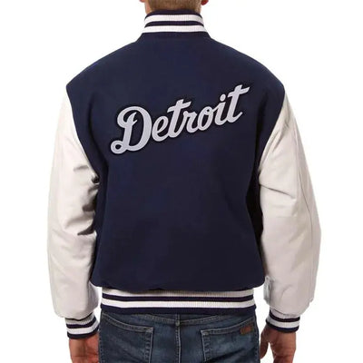 Detroit Tigers Navy Wool & White Leather Sleeves Varsity Men's Jacket