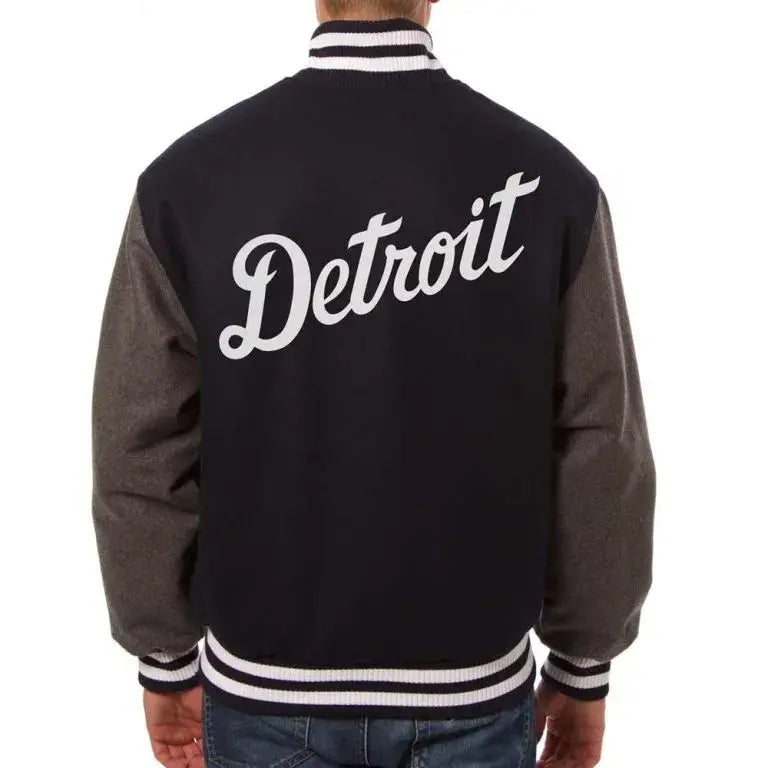 Detroit Tigers Black & Charcoal Wool Varsity Men's Jacket