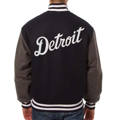 Detroit Tigers Black & Charcoal Wool Varsity Men's Jacket