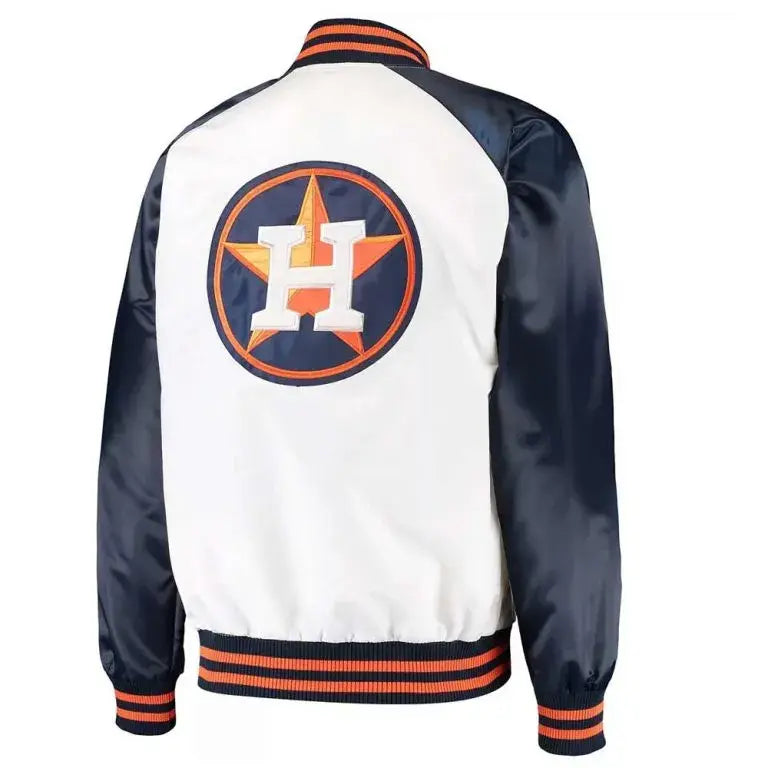 Houston Astros The Legend Full-Snap White/Navy Satin Men's Jacket