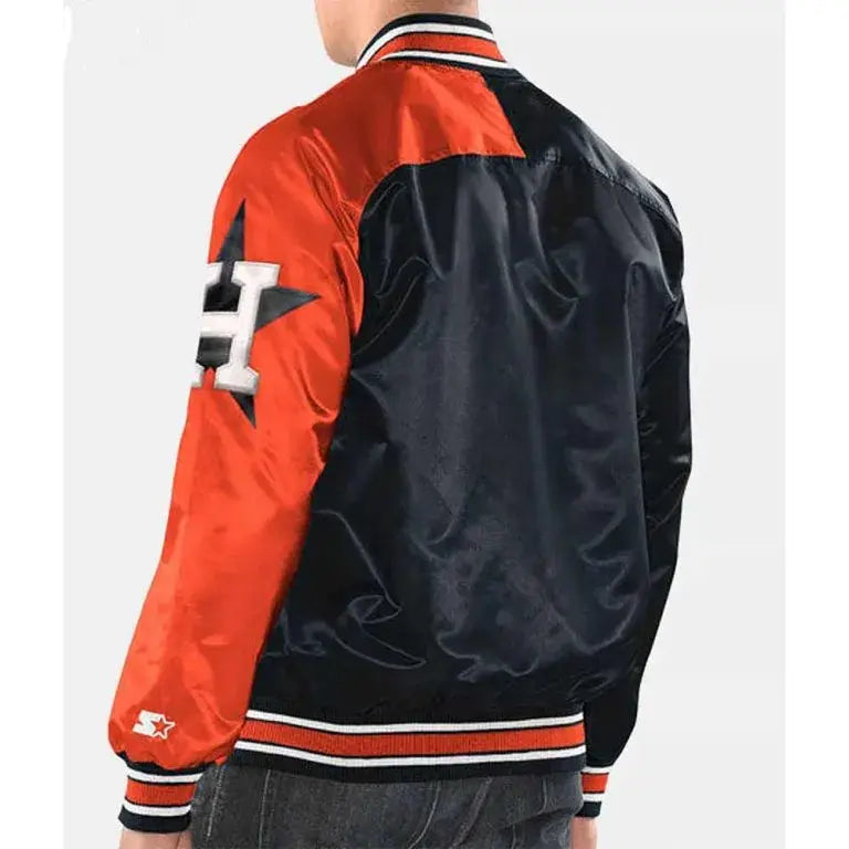 Houston Astros Dugout Full-Snap Varsity Black & Orange Satin Men's Jacket