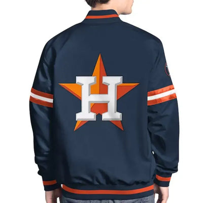 Houston Astros Scout Full-Snap Varsity Navy Blue Satin Men's Jacket