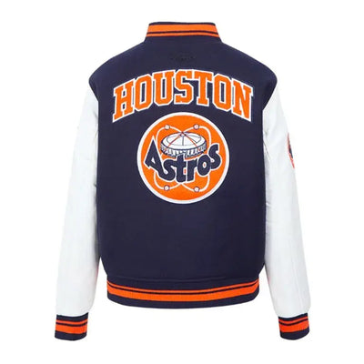 Houston Astros Navy Blue Wool & White Leather Sleeves Men's Varsity Jacket