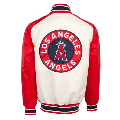 Angeles Angels City Connect Varsity Full-Snap Off White/Red Satin Men's Jacket