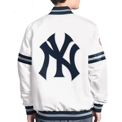 New York Yankees Scout Full-Snap Varsity White Satin Men's Jacket