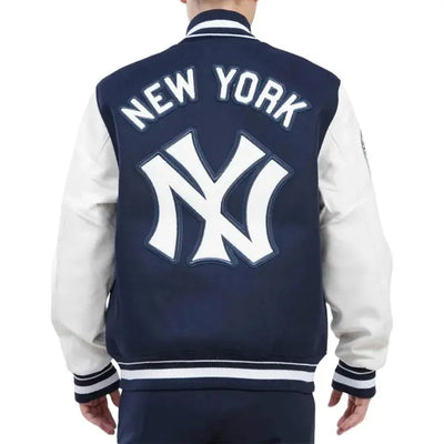 New York Yankees Retro Classic Navy Blue Wool & White Leather Varsity Men's Jacket