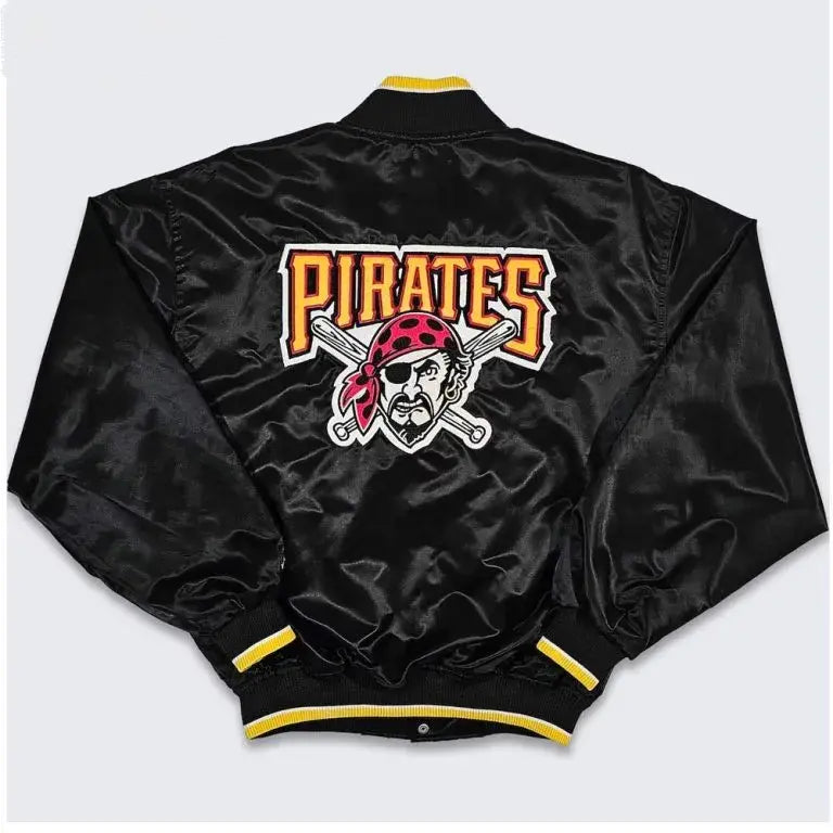 90’s Pittsburgh Pirates Black Satin Full-Snap Men's Jacket