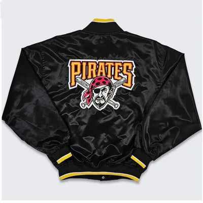 90’s Pittsburgh Pirates Black Satin Full-Snap Men's Jacket